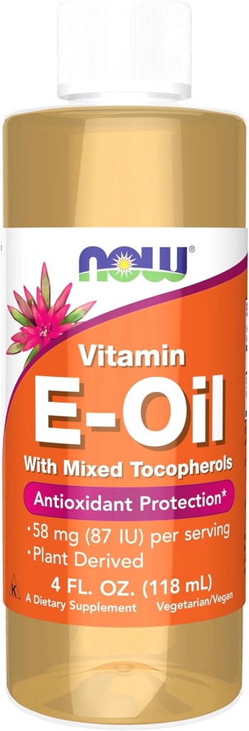 Şimdi Gıdalar Tamamlar, Doğal Vitamin E-Oil (D-Alpha Tocopherol) artı Karma Tocopherols, Antioksi Koruma*, 4-Ounce
