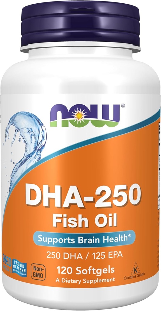 Şimdi Gıdalar Tamamlıyor, DHA-250 ile 125 EPA, Moleküler olarak Depres, Supports Brain Health*, 120 Softgels