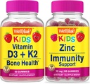 Evet D3+K2 Çocuklar + çinko Çocuklar 15 mg, Gummies Sche - Great Tasting, Vitamin Supplement, Gluten Free, GMO Free, Chewable Gummy
