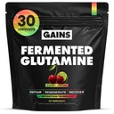 Gains in Bulk L-Glutamine, Gluten Free Glutamine Powder for Muscle Recovery and Growth, Post Workout Support, Amino Acid Supplement, Promotes Protein Synthesis, Non GMO, Cherry Limeade, 30 Servings