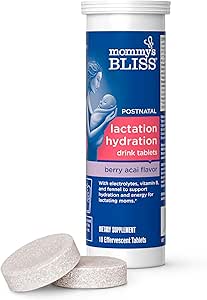 Anne'nin Bliss Lactation Hydration Drink Tabletleri, Berry Acai Flavor, Electrolyes + B Vitaminleri, 1 Pack (10 Tabletler)