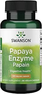 Swanson Papain Papaya Ένζυμο 100 Χιλιόγραμμα 90 Veg Κάψουλες