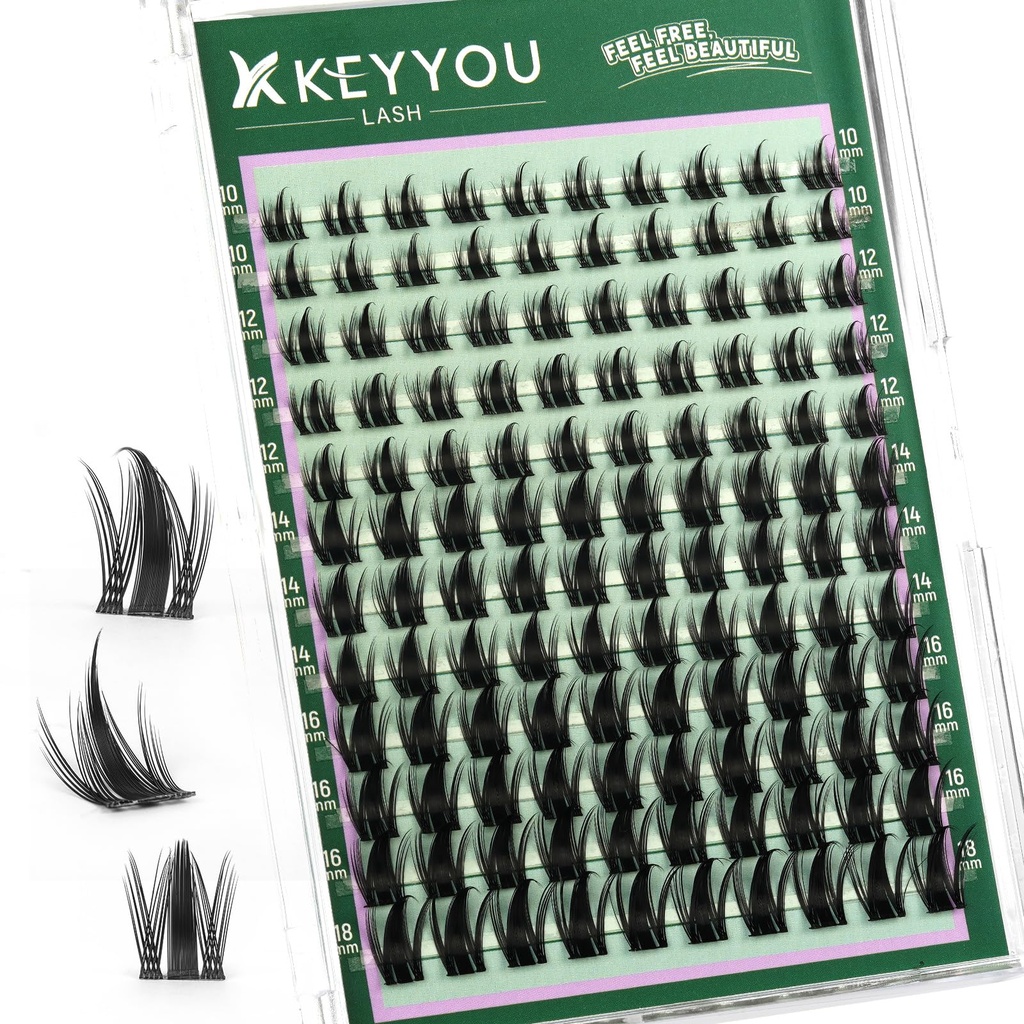 KEYYOU Manga Lash Clusters Fairy Cluster Eyelash Extensions Cosplay at home Wispy False Eyelashes 10-18mm Lashes Easy to Apply for Beginner Individual Fake Eyelashes D Curl Extension with Spikes