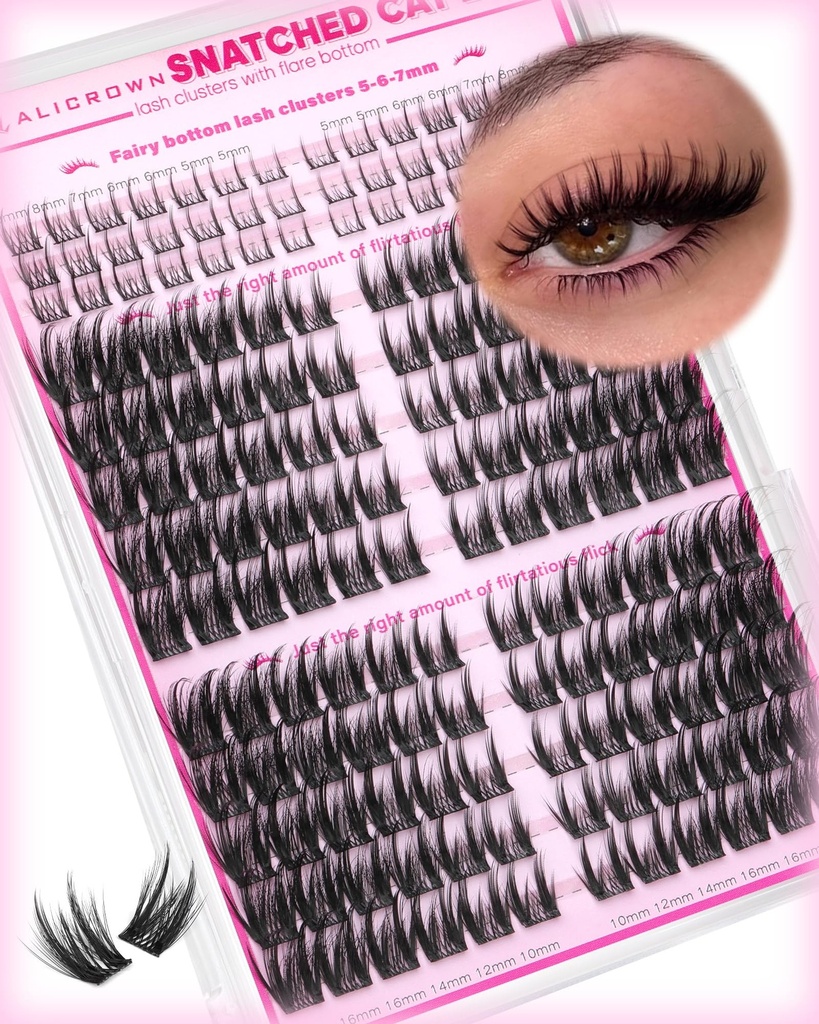 Cat Eye Lash Clusters Manga Eyelash Clusters with Bottom Cluster Eyelash Extensions Wispy Long Lash Extensions Baddie Pre-Mapped Individual Lashes Fluffy Left&Right Spiky DIY Clusters
