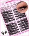 Cat Eye Lash Clusters Manga Eyelash Clusters with Bottom Cluster Eyelash Extensions Wispy Long Lash Extensions Baddie Pre-Mapped Individual Lashes Fluffy Left&Right Spiky DIY Clusters