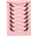 False Eyelashes Natural Half Lashes Cat Eye Clear Band Lashes Fluffy Wispy 3D Faux Mink Lashes Pack Soft Strips Fake Eyelashes 7 Pairs