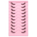 Gjinxi Half Lashes Natural Look Wispy Cat Eye Lashes, 10 Pairs Fluffy 3D Faux Mink Eyelash Fox Eye Lashes Curly Lash Short Strip Fake Eyelashes (BY08, 8-12MM)