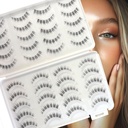 Natural Strip Lashes 10MM Short Cat Eye False Eyelashes Invisible Clear Band Thin Wispy Fake Lashes for Daily Wear 20Pairs