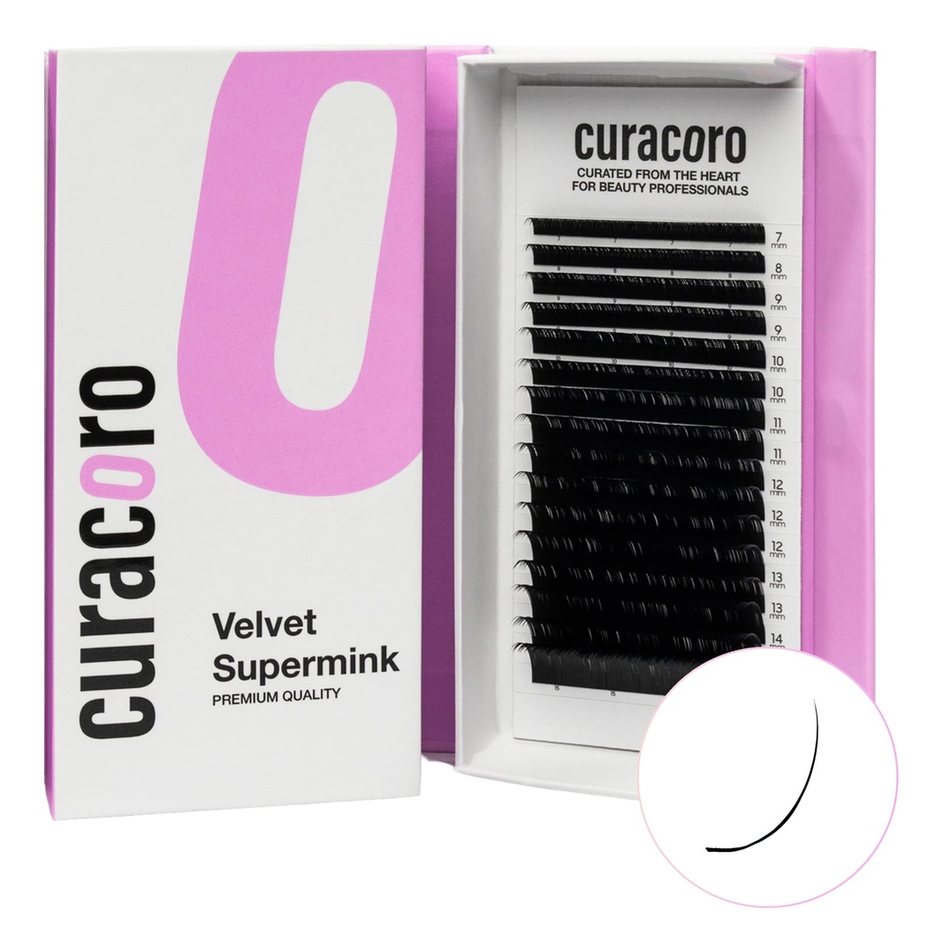 Curacoro Super Mink Lashes Extensions 0.03 CC Curl 7-15mm | Silk Eyelashes, Individual Eyelash Extensions