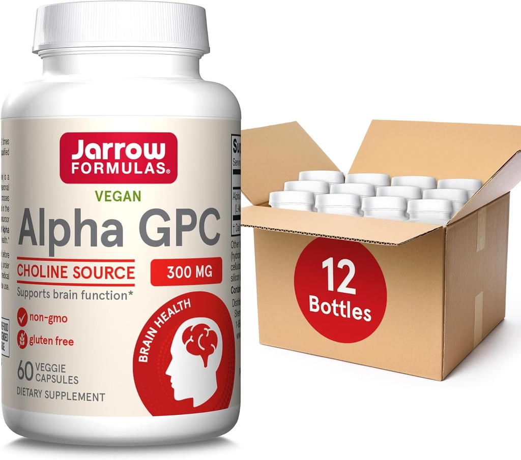 Jarow Formulas Alpha GPC, 300mg, Συμπλήρωμα Διατροφής, Συμπληρώματα Εγκεφαλικής Υγείας για Ενήλικες, 60 Κάψουλες Veggie, 30 Ημέρα προσφοράς (PACK OF 12)
