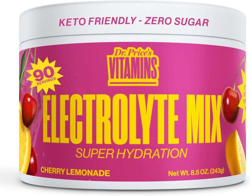 Dr. Price's Electrolyte Mix | Sugar-Free Hydration Toz 72+ Trace Minerals | No Sugar, Fast-Dis deploy Electrolytes Toz Paketleri | Cherry Lemonade, 90 hizmet
