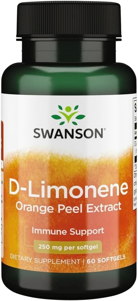 Swanson D-Limonene - Orange Peel Extract Supplement Promoting Cellular Health - High Potency Formula Supporting Health Defense - (60 Capsules, 250mg Each) (1 Pack)