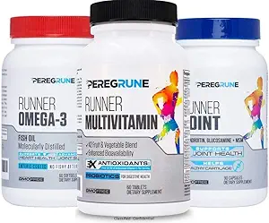 Runner Vitamin, Joint Support, & Omega-3 Bundle (1 Month Supply): Engineered Running Supplement | Antioxidants, Vitamin B Complex, Probiotics, Glucosamine/Chondroitin/MSM, EPA/DHA Fish Oil