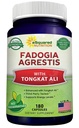 ASquared Beslenme Fadogia Agrestis 600 mg ve Tongkat Ali 400 mg Supplement (180 Capsules) - Fadogia Agrestis Extract & Toz Kompleks Pills for Men & Women