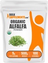 BulkSupplements.com Organik Alfalfa Grass Toz - Alfalfa Supplement, Green Superfood Toz - Vegan & Gluten Free, 5g per Service, 500g (1.1 lbs) (Paket of 1)