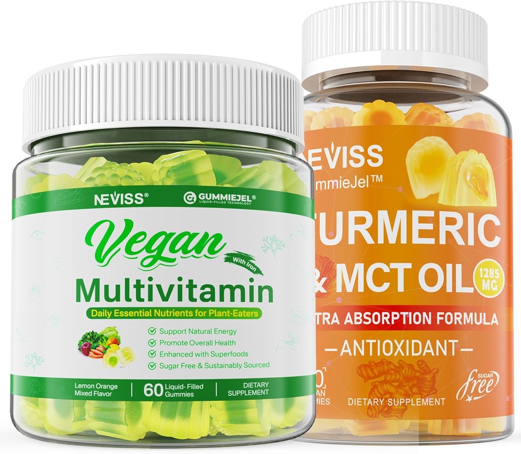 Organik Turmeric Gummies 1000 mg with Vegan Multivitamin for Women Men