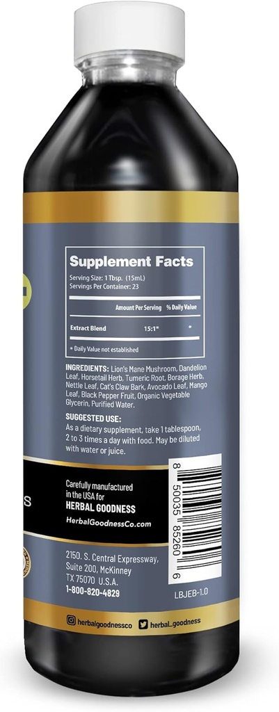 Herbal Goodness Bone ve Joint Liquid Extract 12oz - Bone & Joint Health, Muscles ve Mobility withuba, Magnezyum, Glucosamine ve Kadınlar için Chondroitin - 1 Btl