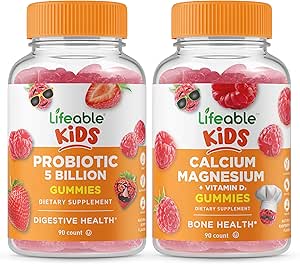 Lifeable Probiyotiks 5 Milyar Çocuk + Kalsiyum Çocuklar, Gummies Sche - Great Tasting, Vitamin Supplement, Gluten Free, GMO Free, Chewable Gummy