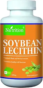 Na'trition Soybean Lecithin 1200 mg, 200 Easy Swallow Softgels, 2 Ay Supply