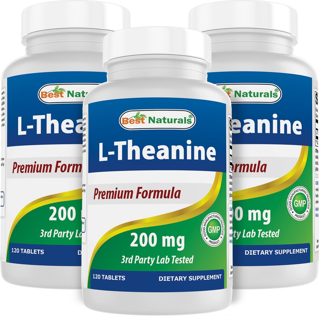 En İyi Doğal L-Theanine 200 mg per Tablet (400 mg başına 2 Tablet) - Drowsiness olmadan Rahatlama - 120 Vegetarian Tabletler - (120)