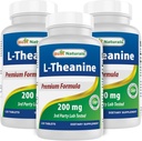 En İyi Doğal L-Theanine 200 mg per Tablet (400 mg başına 2 Tablet) - Drowsiness olmadan Rahatlama - 120 Vegetarian Tabletler - (120)