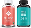 WellPath καθαρό μηλίτη ξύσμα μήλου με τη μητέρα Gummies & Zen Συμπληρώματα Υποστήριξης Mood Bundle - Detox & Calm Energy Συνδυασμός, Vegan, 60 Cts το καθένα
