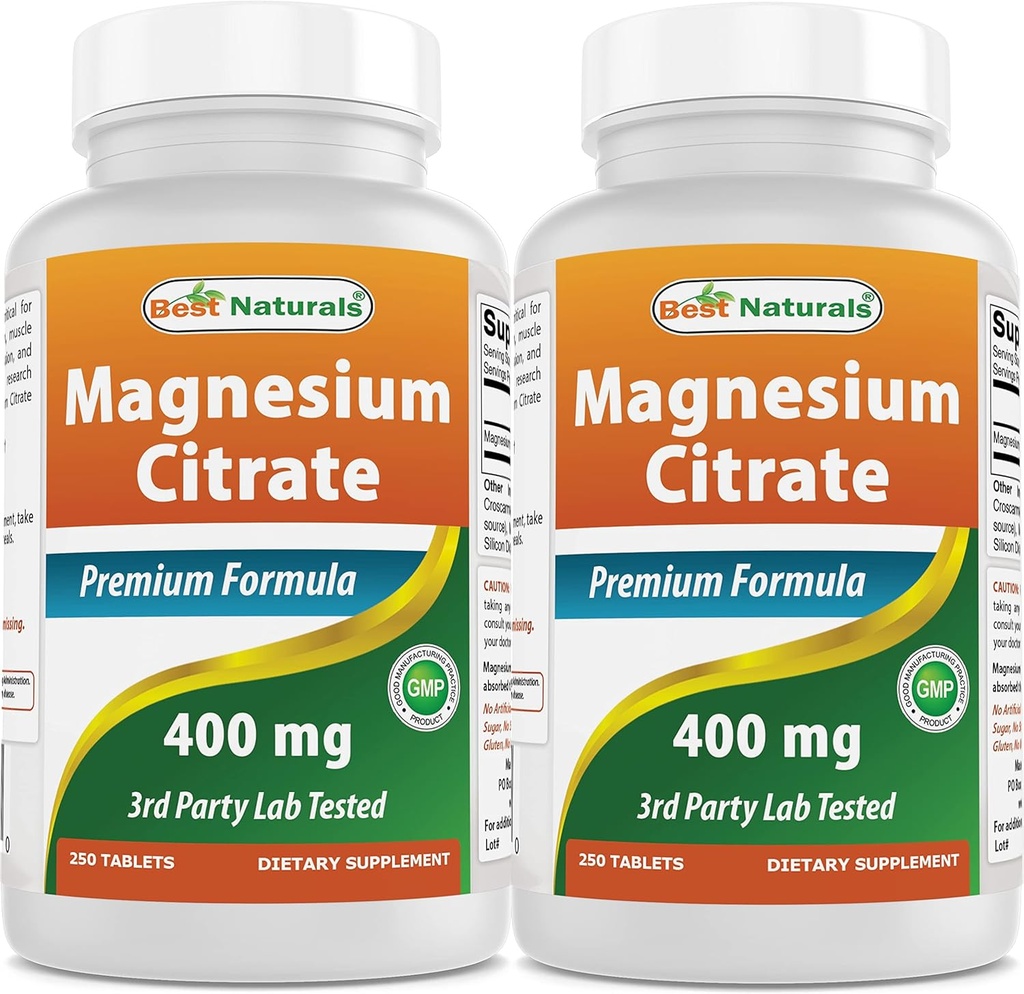 Best Naturals Magnesium Citrate (Citrato de Magnesio) 400mg 250 Tablets (400 mg of Elemental Magnesium per 2 Tablets) (2)