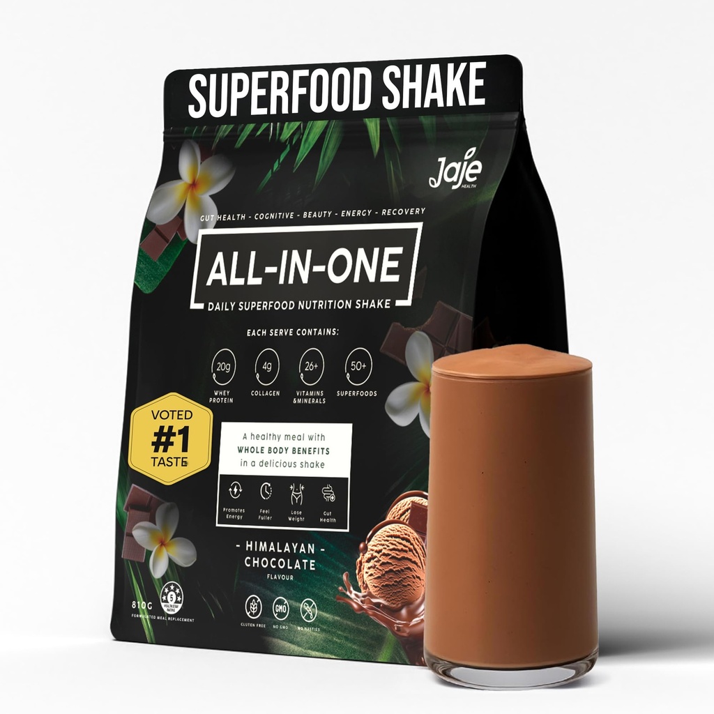 All-in-One Superfood Protein Shake | Complete Superfood Shake | 60+ Superfoods, 20g Grass-Fed Whey Protein | Collagen & Colostrum. Probiotics | Low Carb Shake (Whey Choco)