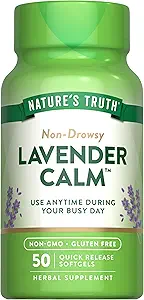Nature's Truth Lavender Calm Softgels Oral Supplement | 50 Count | Non-Drowsy Herbal | Non-GMO & Gluten Ücretsiz