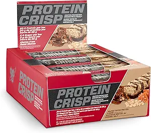 BSN protein Crisp Bar, Salted Toffee Pretzel, 20 Gram Protein Snack Bars with Whey and Fiber, Gluten-Free Crunchy Energy Bars for Workout, Fitness, On-the-Go, 12 Kont