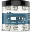 Earthborn Elements L-Threonine 200 Capsules, EssentialEnergy Acid, Pure & Undiled, No Wordss