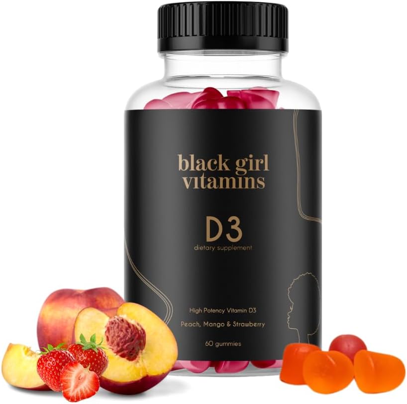 Black Girl Vitamins - Vitamin D3 Gummies, Immune, Enerji ve Bone Support için, 2000IU (50mcg) D hizmet başına Gluten-Free Vitamin D Gummies, Gluten-Free Vitamin D Gummies,