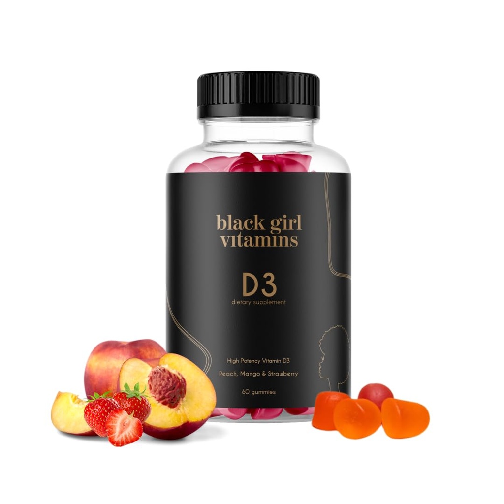 Black Girl Vitamins - Vitamin D3 Gummies, for Immune, Energy, and Bone Support, 2000IU (50mcg) Vitamin D per Serving, Gluten-Free Vitamin D Gummies