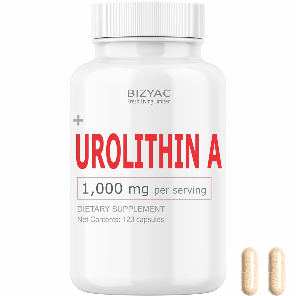 Urolithin A Supplement 1000mg | Mitochondrial Supplements Support | Healthy Anti-Aging and Cellular Renewal | Mitoceutical for Enhancing Muscle Strength | Ultra Micronized | 120 Capsules |