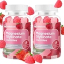 Μαγνήσιο Γλυκινικό Gummies 400mg, Συμπλήρωμα μαγνησίου χωρίς ζάχαρη w/Ashwagandha, Ψευδάργυρος, Vegan Magnesium Γλυκινικό συμπλήρωμα για ενήλικες - 120 Gummies Φράουλα