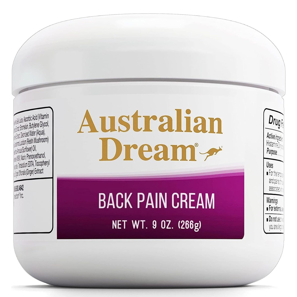 Australian Dream Back Pain Cream - Soothing, Non-Greasy Muscle Pain Relief Cream - Good for Neck, Back, Body, or Muscle Aches - 9 oz Jar
