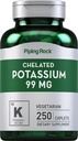 Piping Rock Chelated P properties Supplement 99mg | 250 Caplets | Pyum Gluconate | Vegetarian, Non-GMO, Gluten Free