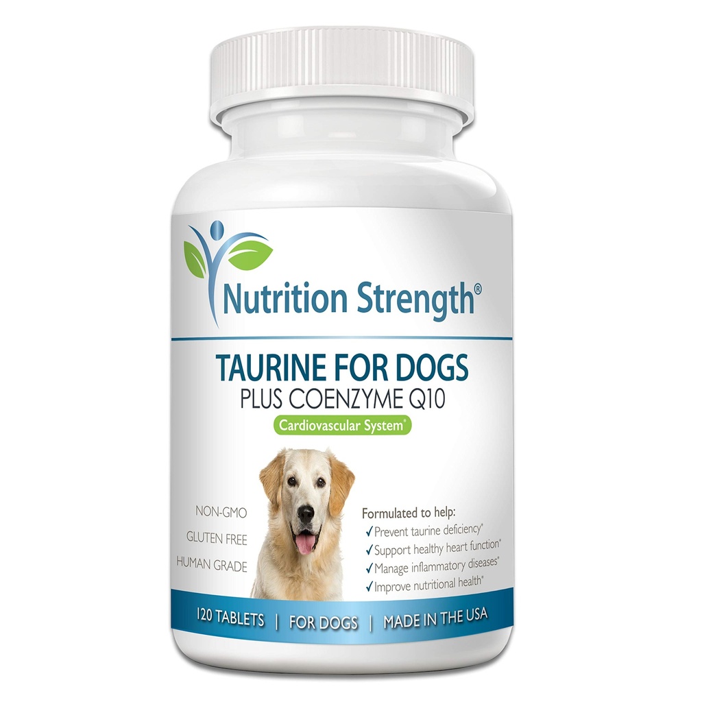Taurine for Dogs, Support for a Healthy Heart Function, Resist Inflammatory Diseases, with Coenzyme Q10 to Help Manage Heart Failure and DCM in Dogs, 120 Chewable Tablets