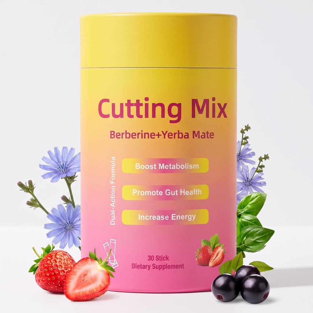 Cutting Drink Mix - Sugar-Free, Vegan & Non-GMO | Supports Energy Boost, Gut Health with Magnesium, Berberine, Chromium, 5-HTP, Yerba Mate & FOS | 30 Servings
