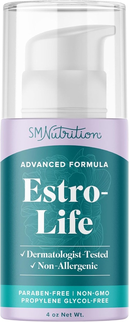 Gelişmiş Estro-Life Balancing Skin Cream for Women | Kozmetik Skin Cream with Estriol, Wild Yam, Black Cohosh, Vitamin A, Black Currant Oil & Manganese | Paraben-Free | 80 Applications | 4oz Pump