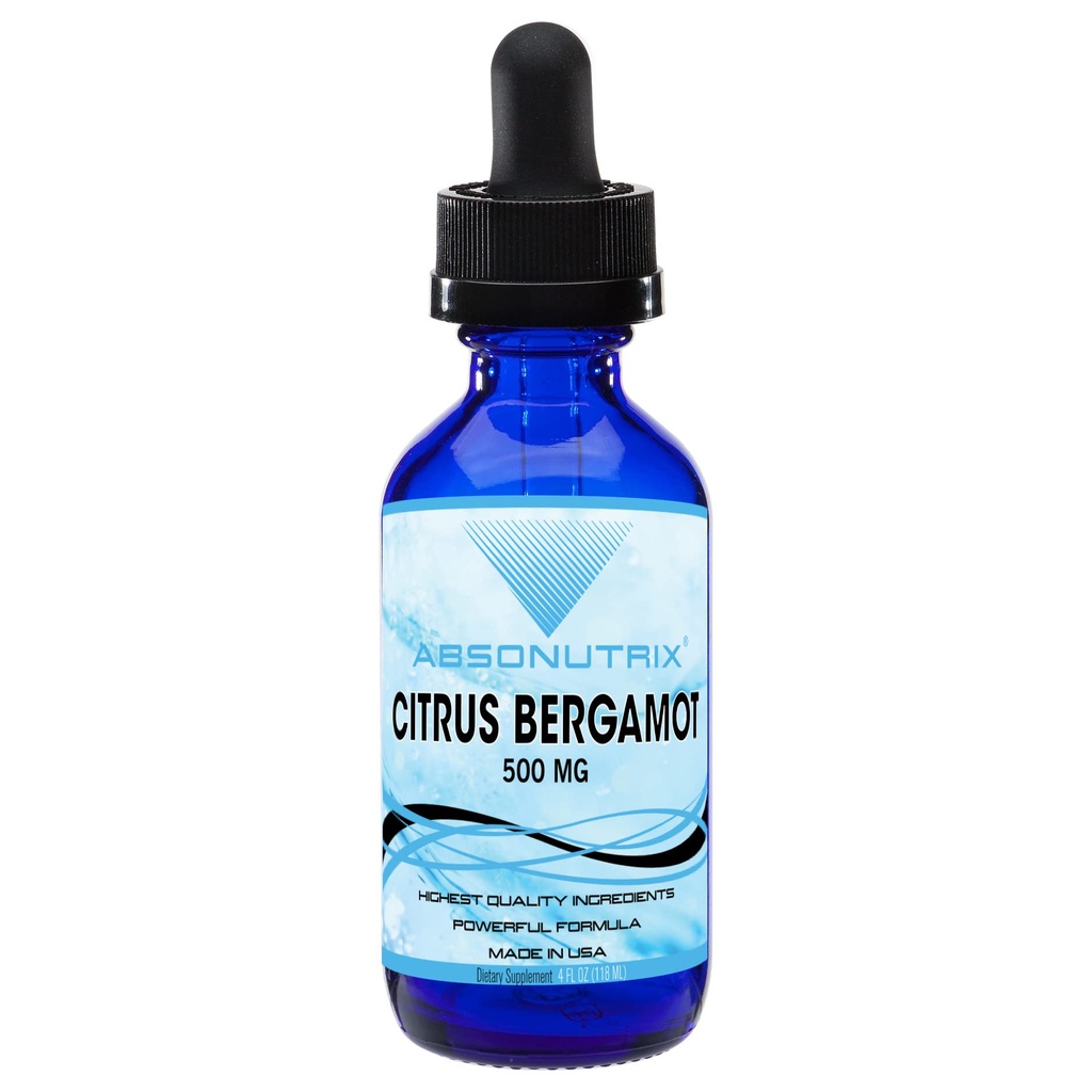 Citrus Bergamot Extract 500 mg, 4 Fl Oz Bottle, 200 Potent Servings, Easy-to-Consume Liquid Drops, Quick Absorption, Gluten-Free, Third-Party Tested, GMP-Certified, Non-GMO, Made in USA