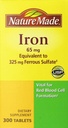 Nature Made Iron 65mg, 325 mg Ferrous Sulfate - 300 Tablet