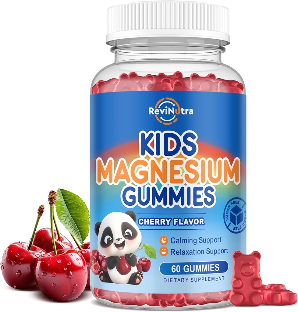 Çocuklar ve Yetişkinler için çocuklar Magnezyum Citrate Gummies - Calm Magnezyum Citrate Supplement Support Sleep, Bone & Muscle Health, Nerve Relaxation - Count 60 Cherry Flavor
