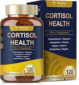Totaria Cortisol Supplement with Ashwagandha,Magnesium,Rhodiola Rosea,L Theanine,Hormone Balance for Women Mood, Focus, Sleep Support 120 Vegan Capsules (Pack of 2)