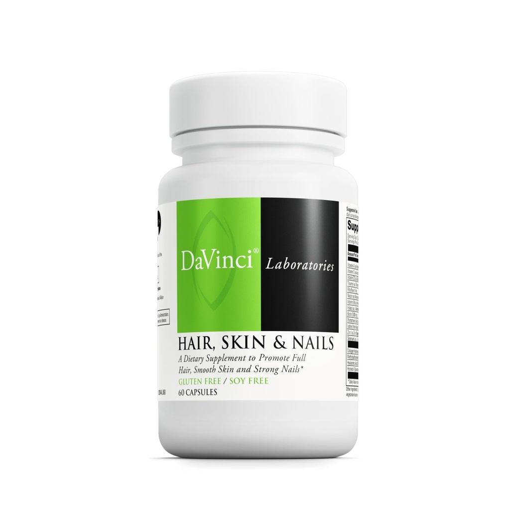 DaVinci Laboratuvarlar Saç, Skin & Nails - Diyetsel Supplement to Support Smooth,health Skin, Güçlü Nails and Hair Health* - C ve D3, Minerals, Biotin, çinko ve daha fazlası - Gluten-Free - 60 Capsules