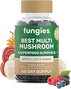 Erkekler ve Kadınlar için Çok Mushroom Gummies - Mushroom Supplement Aslan'ın Mane, Cordyceps, Reishi, Chaga, Shiitake, Mai & Turkey Tail - Gelatin-Free, Gluten-Free & Vegan Gummys