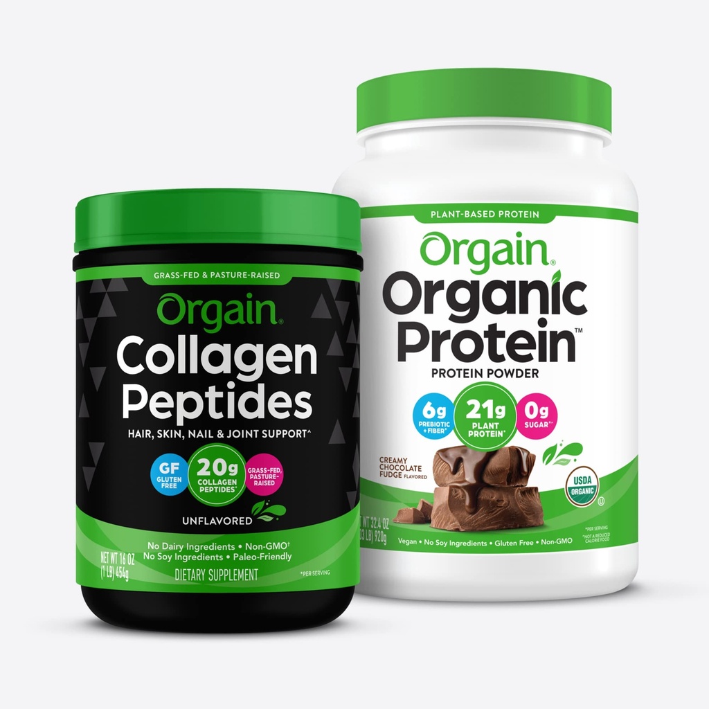 Orgain Organic Vegan Protein Powder (2.03lb) and Orgain Hydrolyzed Collagen Powder (1lb)