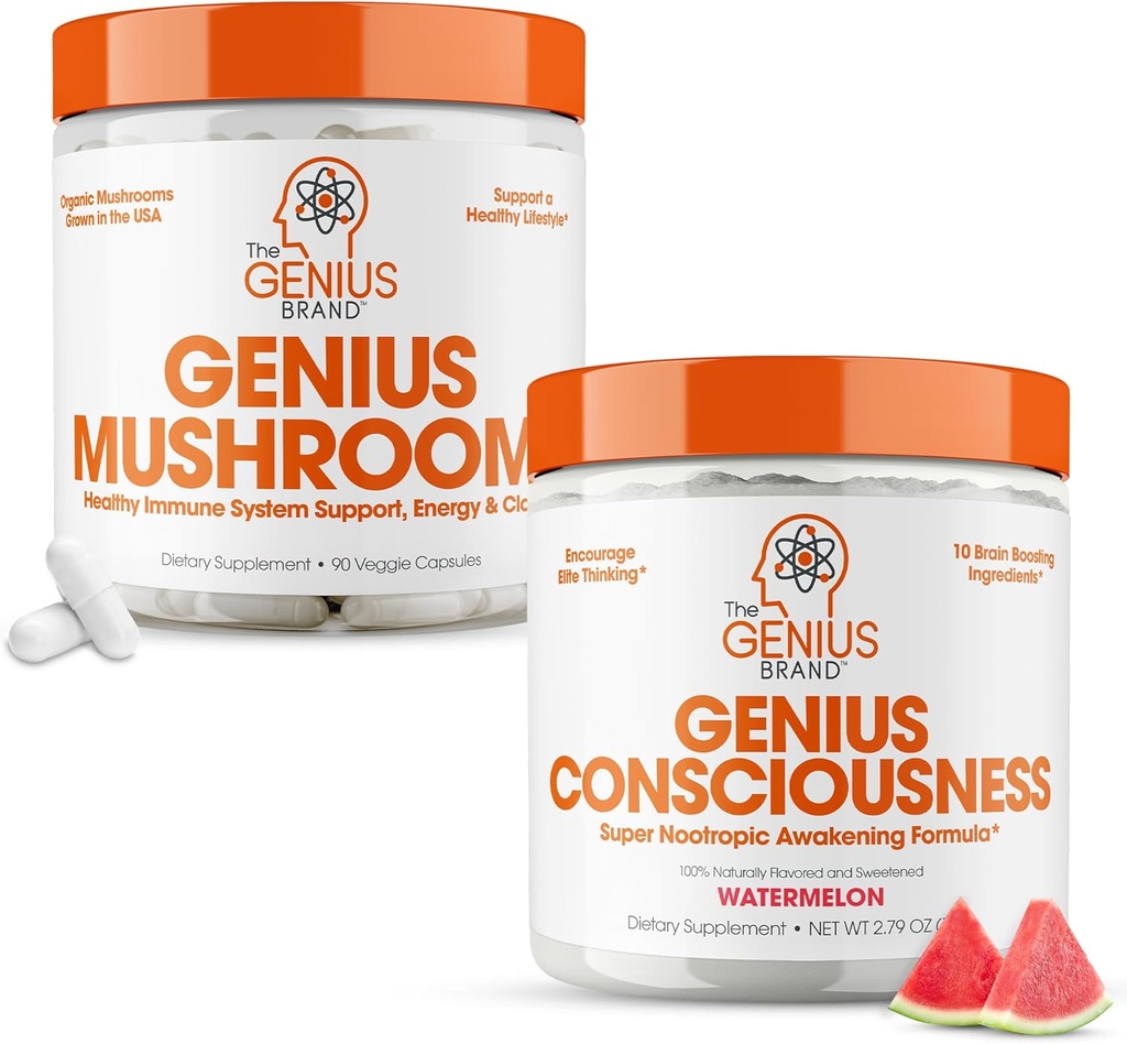 Genius Brand - Nootropic Supplement Sche - Mushroom ve Bilinç – Destekler Immune System,Focus, Energy and Brain Branson