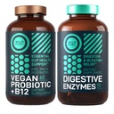 Digestive Ένζυμα με προβιοτικά και προβιοτικά και Vegan Probiotic Plus B12 Enhanced Digestive and Gut Health Bundle