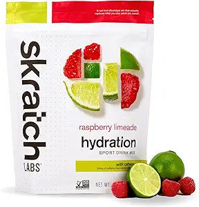 Skratch Labs Hydration Toz | Sport Drink Mix | Electrolytes Toz for Egzersiz, Endurance, and Performance | Raspberry Limeade with Caffeine | 20 Services | Non-GMO, Vegan, Kosher